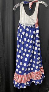 strip&polka dot halter dress USA