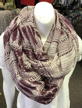 Load image into Gallery viewer, feathers &amp; chevron infinity scarf

