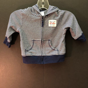"Daddy's all-star tiny but mighty" hooded stripe zip sweatshirt w/pocket