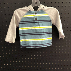 hooded stripe button shirt