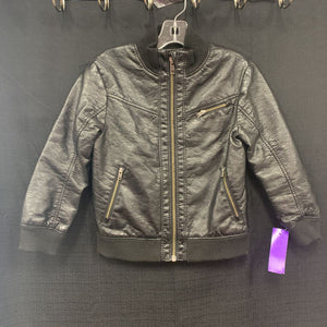 Leather zip jacket