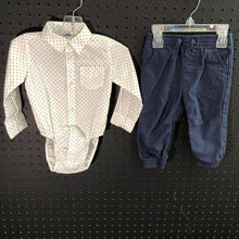 Load image into Gallery viewer, 2 pc polka dot button down shirt w/ pants
