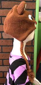 Rudolph brained reindeer winter knit hat