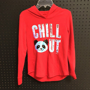 hooded "chill out" sequin sweatshirt