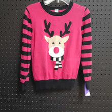 Load image into Gallery viewer, stripe sleeve reindeer sweater

