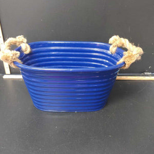 Small metal storage bucket w/rope handles – Encore Kids Consignment
