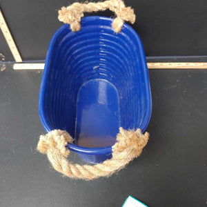 Small metal storage bucket w/rope handles
