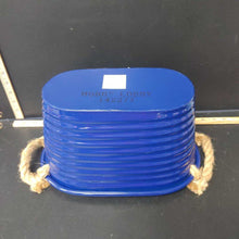 Load image into Gallery viewer, Small metal storage bucket w/rope handles
