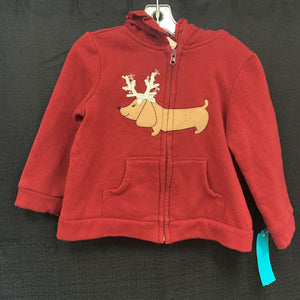 Daushound with antlers hooded zip christmas jacket