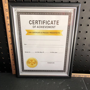 "Certificate of achievement" frame