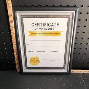 "Certificate of achievement" frame