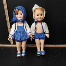 Load image into Gallery viewer, Collectible vintage twin dolls in swimsuit
