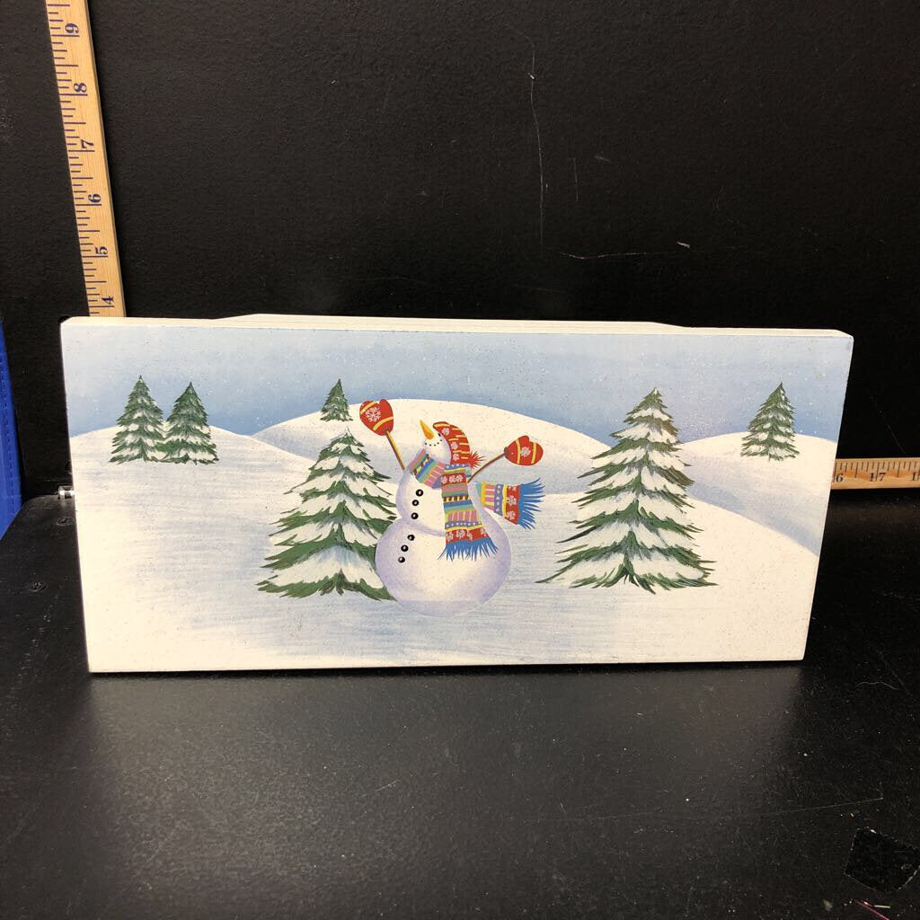 snowman painted decorated stool