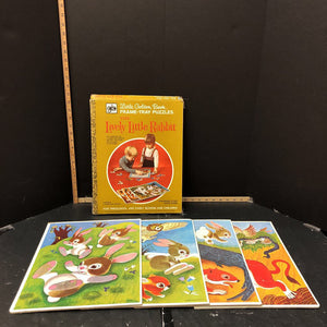 1972 Vintage collectible 4 pk "The lively little rabbit" puzzles