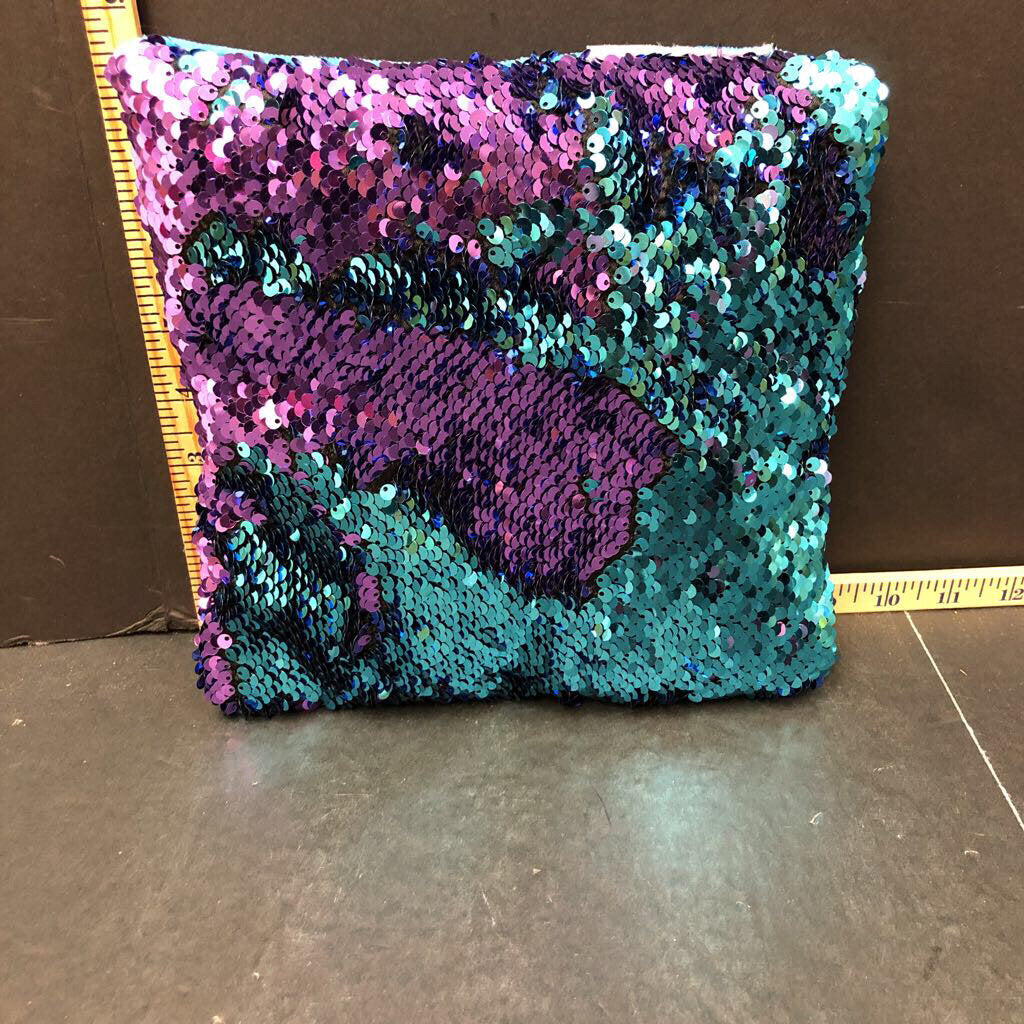 Reverse sequin pillow