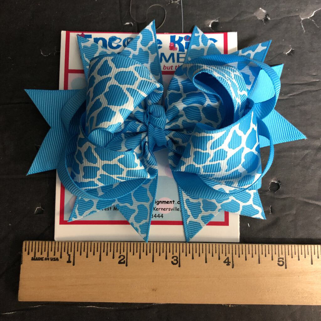 Giraffe print ribbon hairbow clip