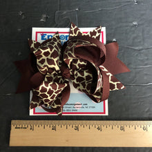 Load image into Gallery viewer, Giraffe print ribbon hairbow clip
