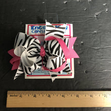 Load image into Gallery viewer, Zebra print ribbon hairbow clip
