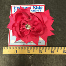 Load image into Gallery viewer, Solid flower bling ribbon hairbow clip
