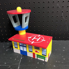 Load image into Gallery viewer, Wooden Helicopter Harold Heliport building
