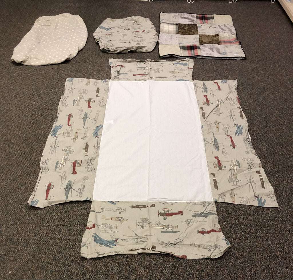 airplane toddler/crib bedding set w/bassinet sheet