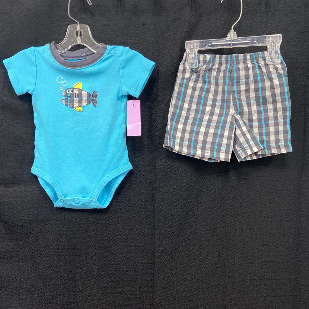 2pc Plaid fish outfit