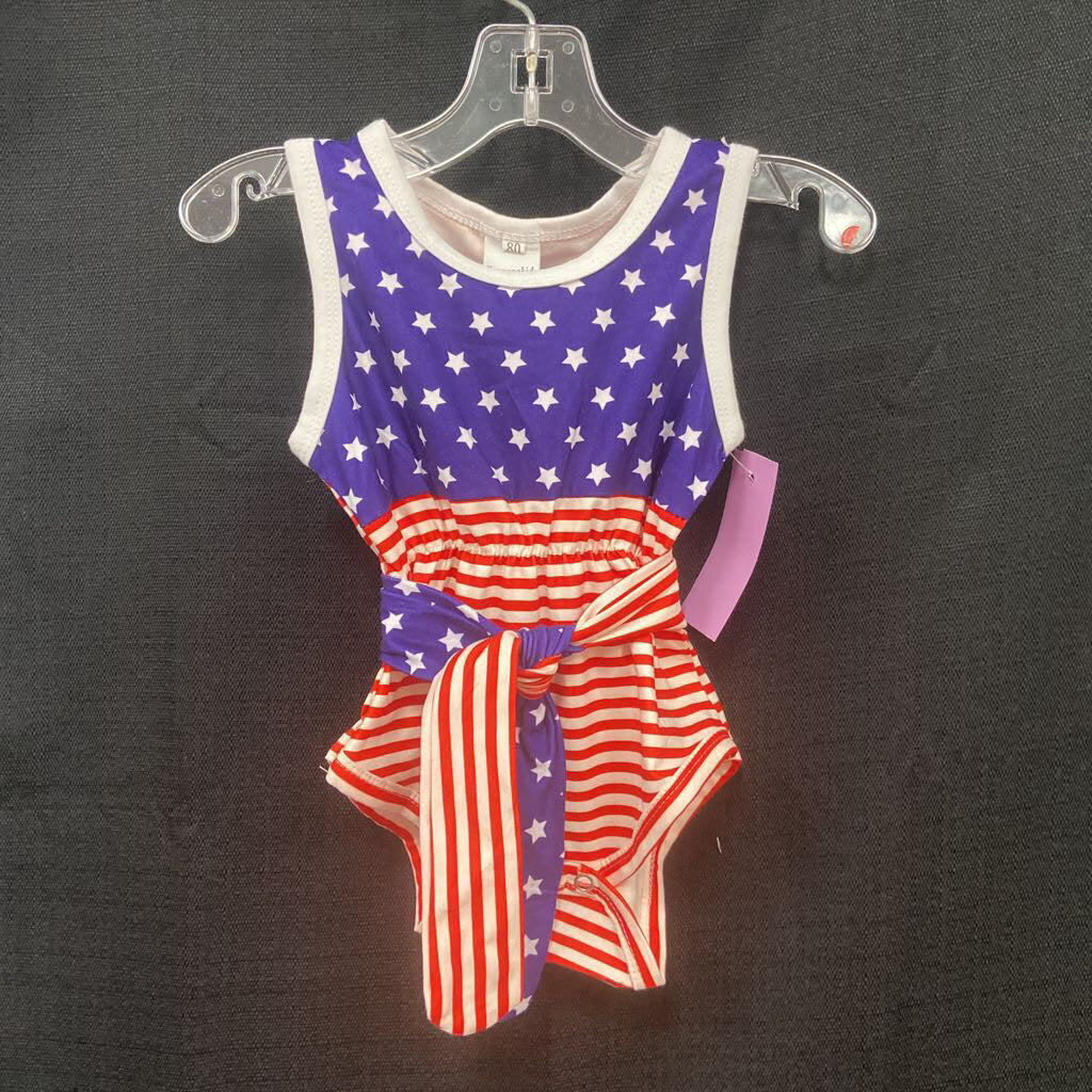 American flag belted onesie outfit (USA)