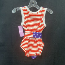 Load image into Gallery viewer, American flag belted onesie outfit (USA)
