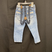 Load image into Gallery viewer, Denim pants w/ suspenders
