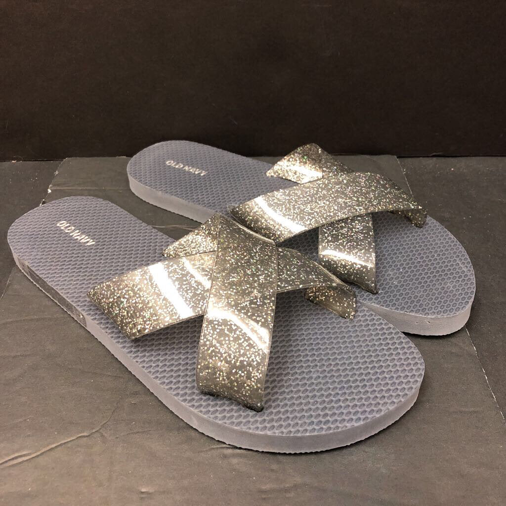 Girls glitter strap flip flops