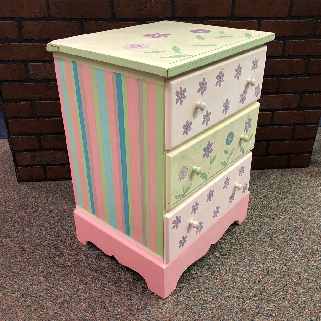 Floral 3 Drawer End Table