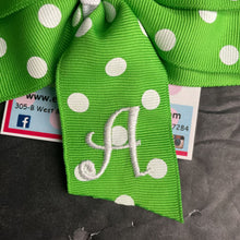 Load image into Gallery viewer, Polka Dot Monogrammed &quot;A&quot; Hairbow Clip
