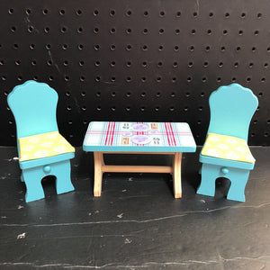 3pc Dinner Table & Chairs for 11 1/2" Doll