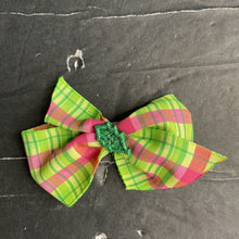 Load image into Gallery viewer, Christmas Plaid Holly Hairbow Clip
