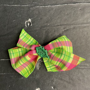 Christmas Plaid Holly Hairbow Clip