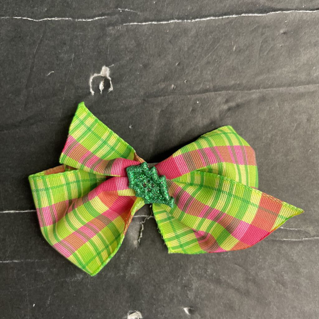 Christmas Plaid Holly Hairbow Clip