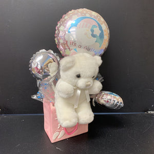 "IT'S A GiRL" balloon & bear decoration