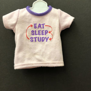 "Eat Sleep Study" Top for 18" Doll