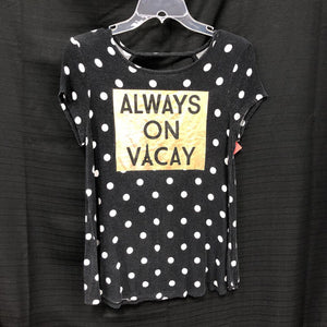 "Always on Vacay" polka dot top