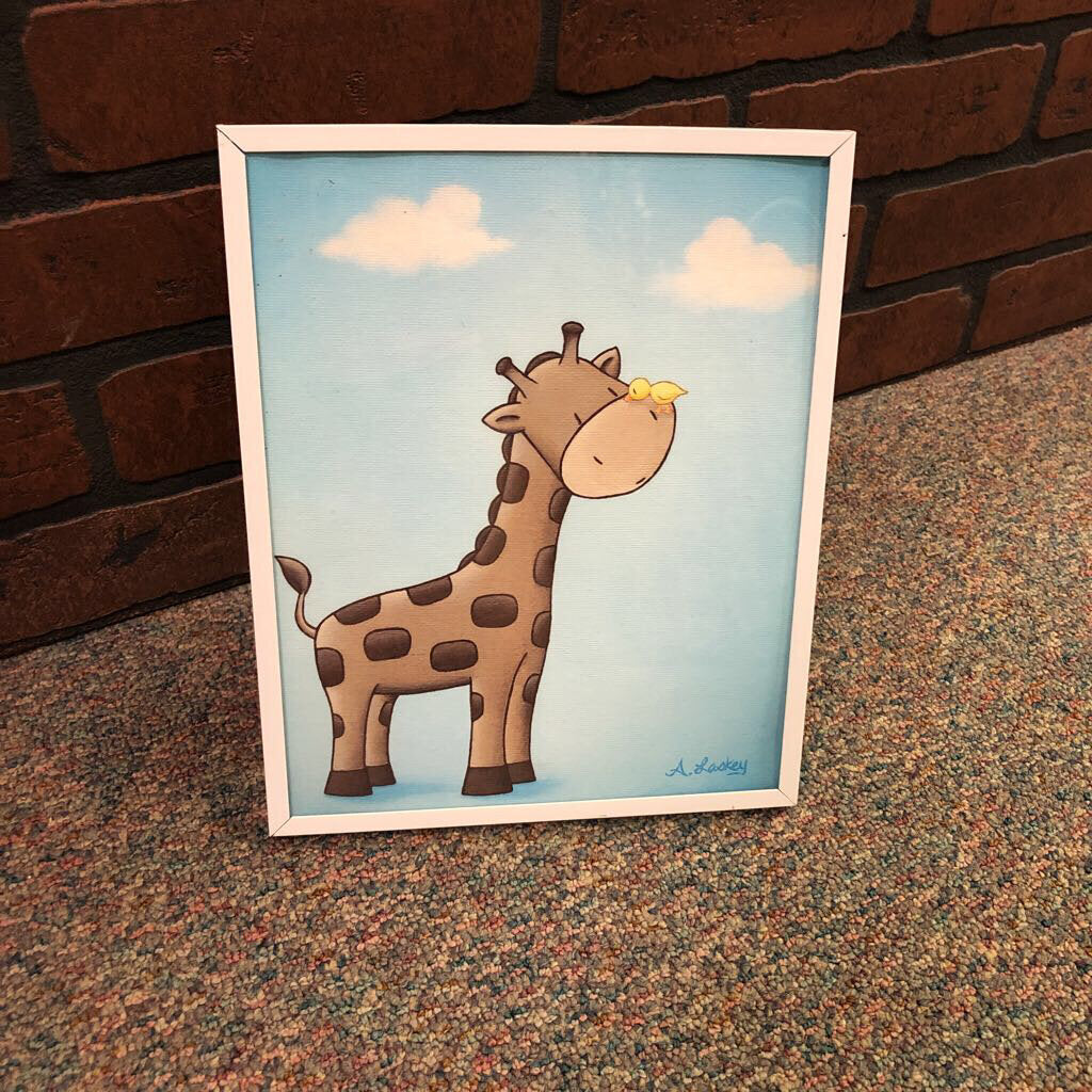 Giraffe & Bird Nursery Picture in Frame