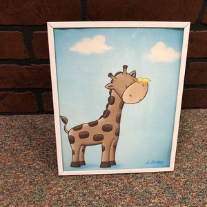 Giraffe & Bird Nursery Picture in Frame