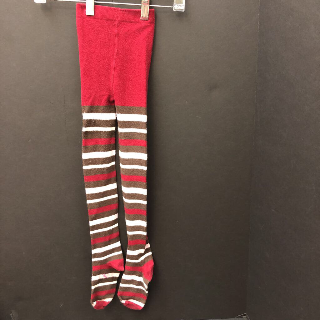 Girls Striped Tights in Red and White