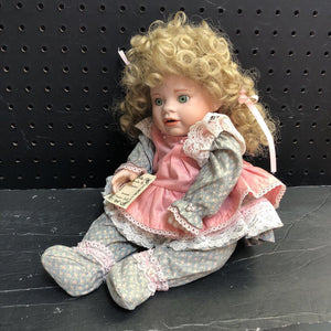 "Peaches" Porcelain Doll in Floral Outfit (Adorables By Angelique)