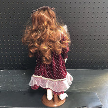 Load image into Gallery viewer, Porcelain Doll in Polka Dot Dress w/Stand
