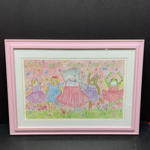 "Little girls dance and twirl!" Dancing Animals Framed Lithograph