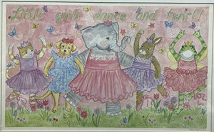 "Little girls dance and twirl!" Dancing Animals Framed Lithograph