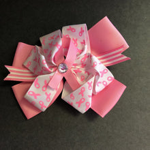 Load image into Gallery viewer, Breast Cancer Awareness Hairbow Clip w/Jewel
