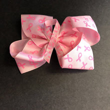 Load image into Gallery viewer, Breast Cancer Awareness Hairbow Clip w/Middle Ribbon
