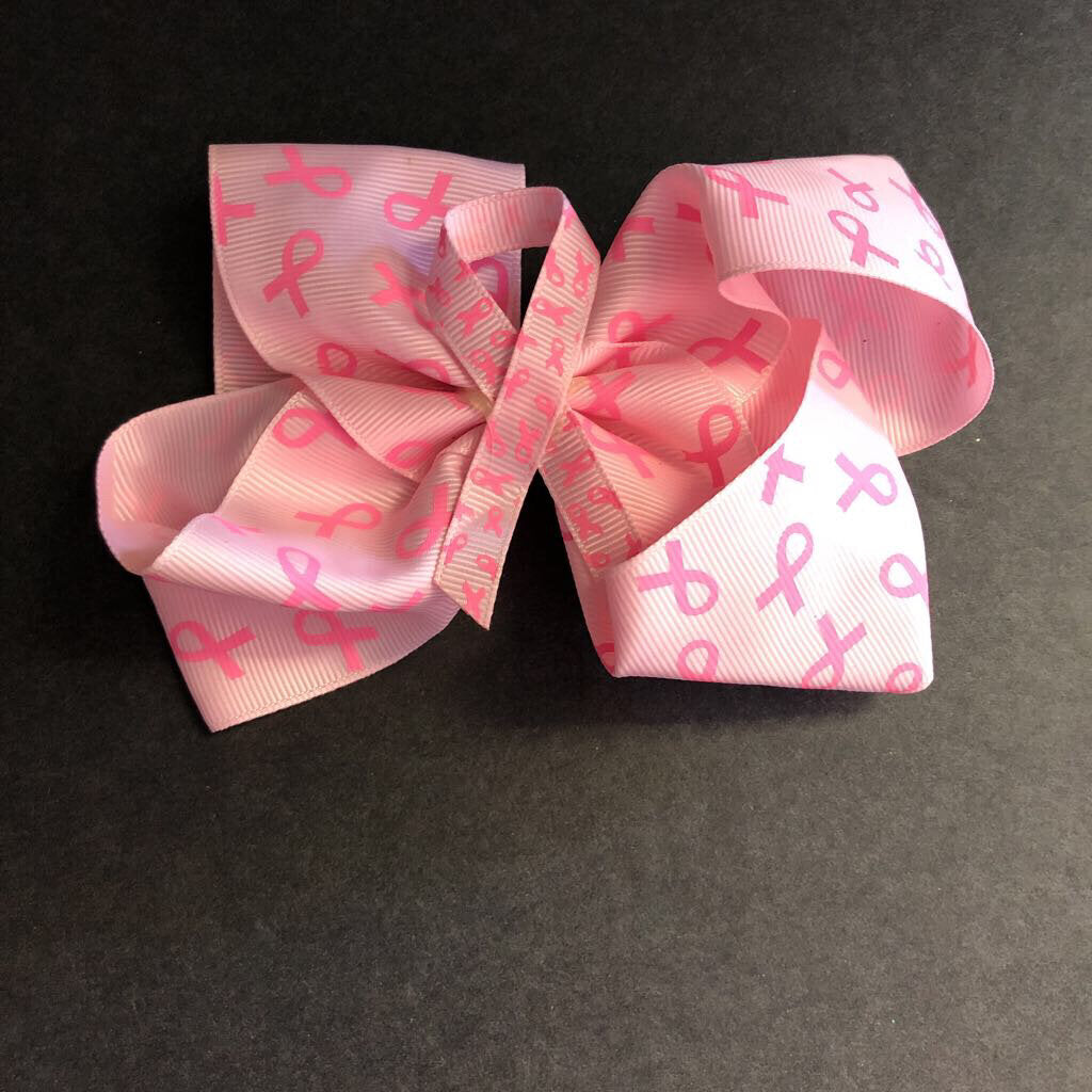 Breast Cancer Awareness Hairbow Clip w/Middle Ribbon