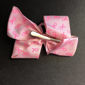 Breast Cancer Awareness Hairbow Clip w/Middle Ribbon